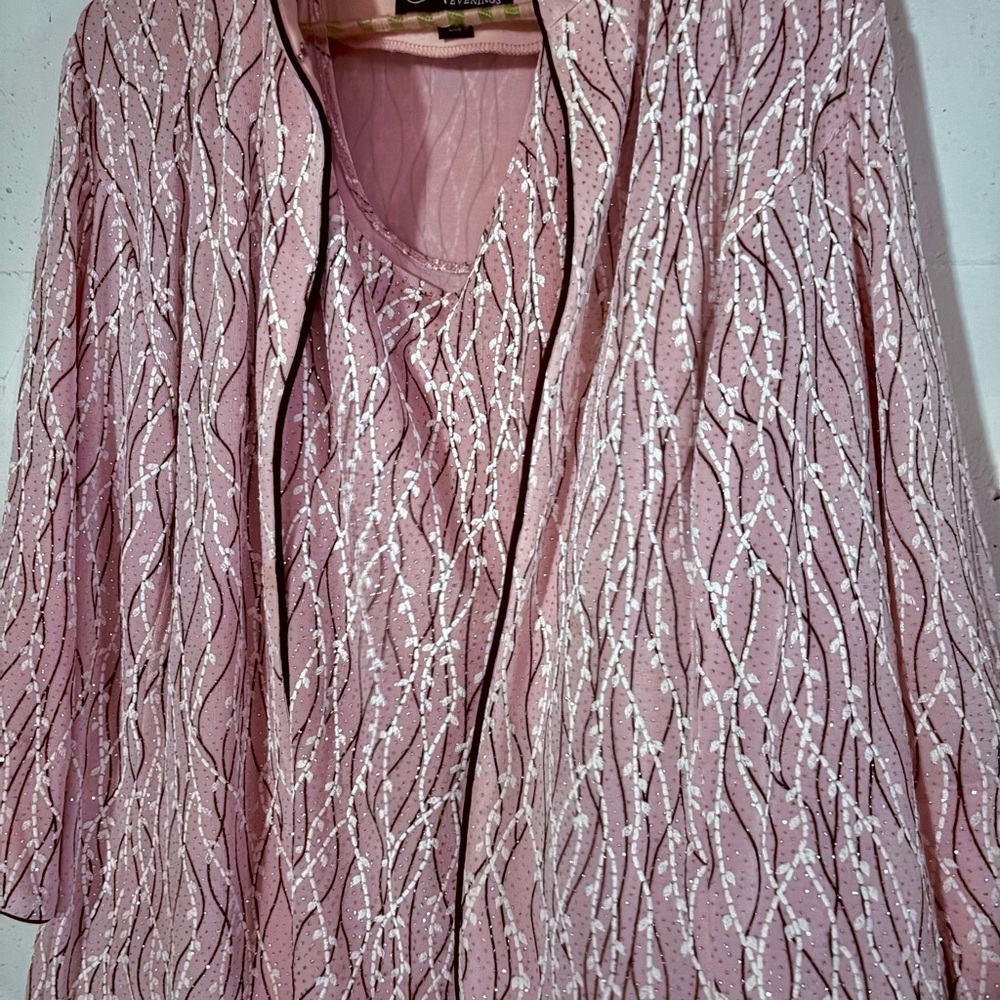 Alex Evenings vintage Pink and White Women's two piece glittery top